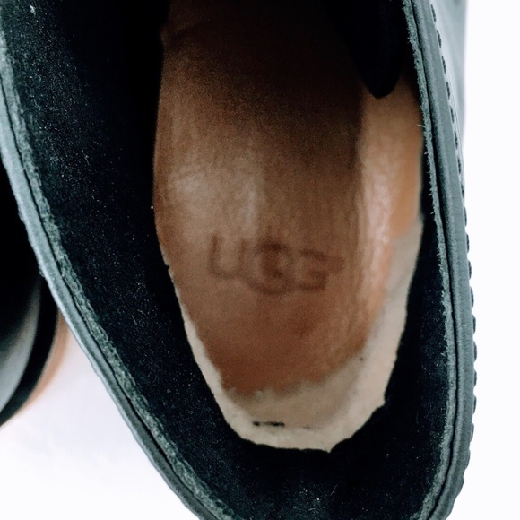 UGG Mens Chukka Boot Black Crinkled Leather Leighton Desert Shoe Crepe Sole 10.5 - Picture 10 of 13